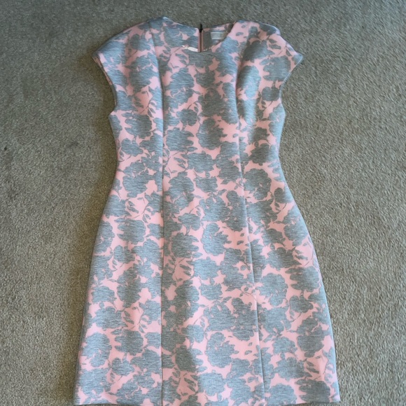 Anthropology Dress | Mignon Doo | Pastel Pink Light Grey Floral Cap M (8-10) - Picture 4 of 6